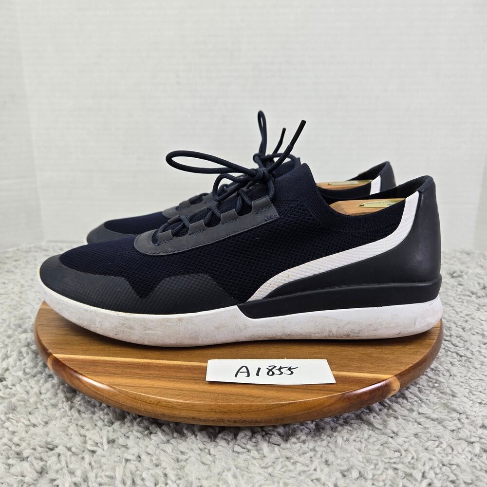 Under Armour Mens 12 Runaway 2.0 Navy White Knit Casual Athletic Daily Sneakers